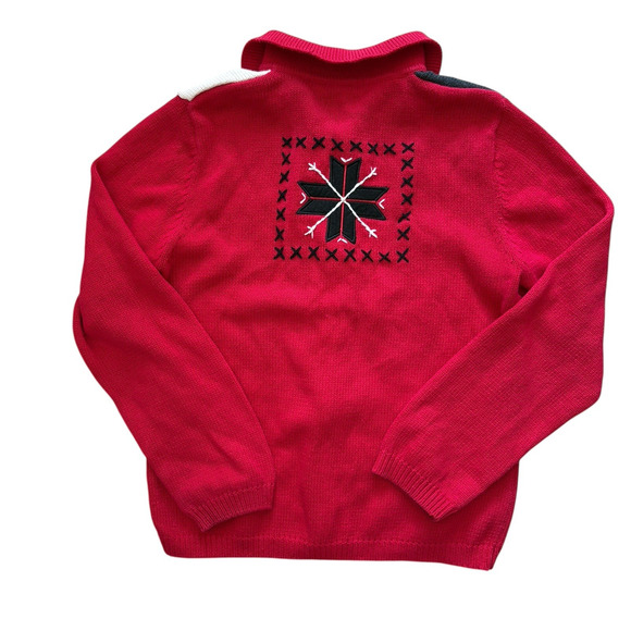 Vintage 90s Field Gear Cardigan Women's Size Small Red Winter Sports Holiday Zip - Picture 3 of 11